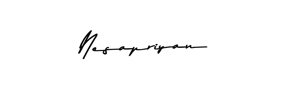 Create a beautiful signature design for name Nesapriyan. With this signature (Asem Kandis PERSONAL USE) fonts, you can make a handwritten signature for free. Nesapriyan signature style 9 images and pictures png