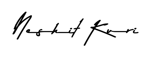 A stylish, flowing autograph style designed for name Neshit Kuri using Asem Kandis PERSONAL USE typography. Perfect for digital creative projects. Neshit Kuri signature style 9 images and pictures png