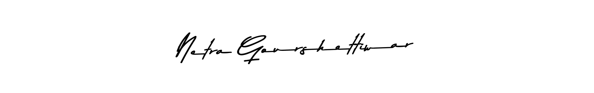 The best way (Asem Kandis PERSONAL USE) to make a short signature is to pick only two or three words in your name. The name Netra Gourshettiwar include a total of six letters. For converting this name. Netra Gourshettiwar signature style 9 images and pictures png