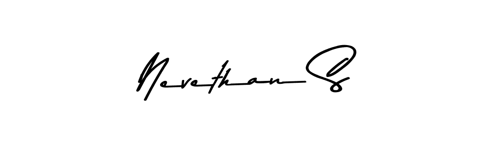 How to make Nevethan S name signature. Use Asem Kandis PERSONAL USE style for creating short signs online. This is the latest handwritten sign. Nevethan S signature style 9 images and pictures png