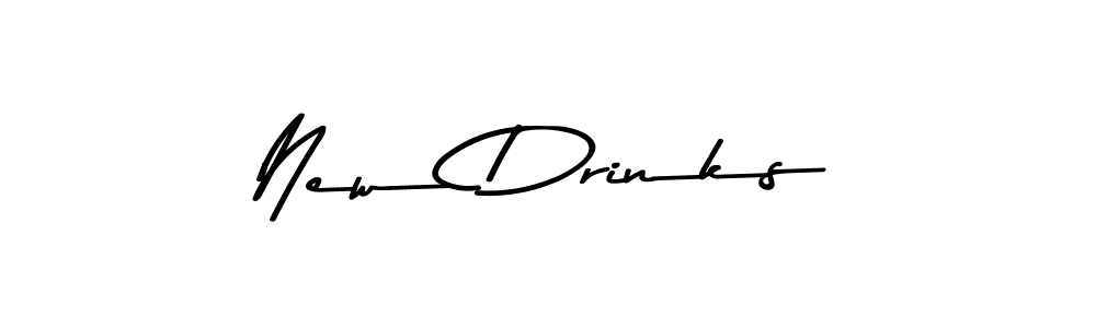 How to make New Drinks name signature. Use Asem Kandis PERSONAL USE style for creating short signs online. This is the latest handwritten sign. New Drinks signature style 9 images and pictures png