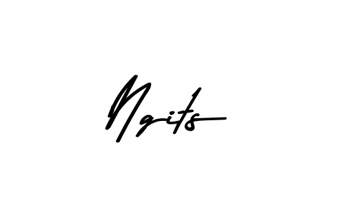 Create a beautiful signature design for name Ngits. With this signature (Asem Kandis PERSONAL USE) fonts, you can make a handwritten signature for free. Ngits signature style 9 images and pictures png