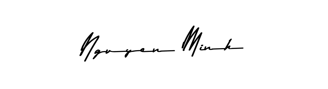 How to make Nguyen Minh name signature. Use Asem Kandis PERSONAL USE style for creating short signs online. This is the latest handwritten sign. Nguyen Minh signature style 9 images and pictures png