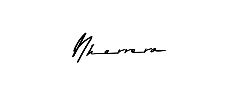 How to make Nherrera name signature. Use Asem Kandis PERSONAL USE style for creating short signs online. This is the latest handwritten sign. Nherrera signature style 9 images and pictures png