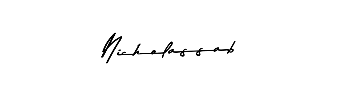 Make a beautiful signature design for name Nicholassab. With this signature (Asem Kandis PERSONAL USE) style, you can create a handwritten signature for free. Nicholassab signature style 9 images and pictures png