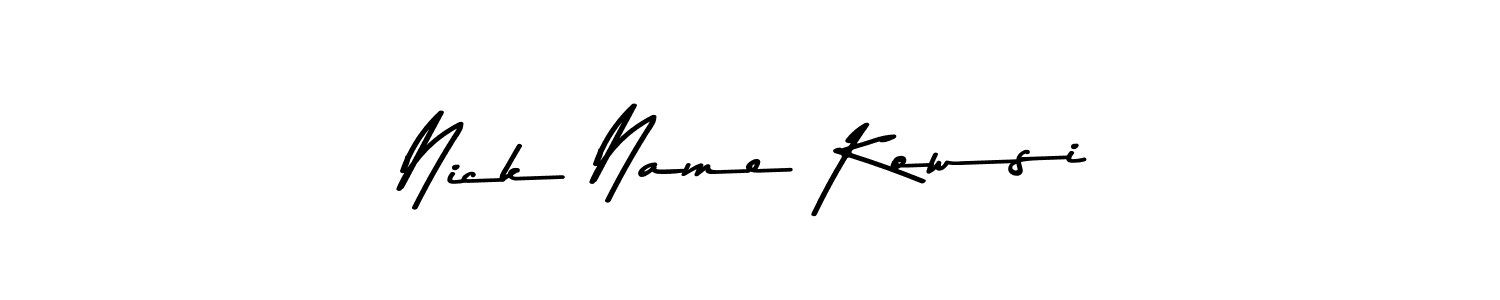 How to make Nick Name Kowsi name signature. Use Asem Kandis PERSONAL USE style for creating short signs online. This is the latest handwritten sign. Nick Name Kowsi signature style 9 images and pictures png