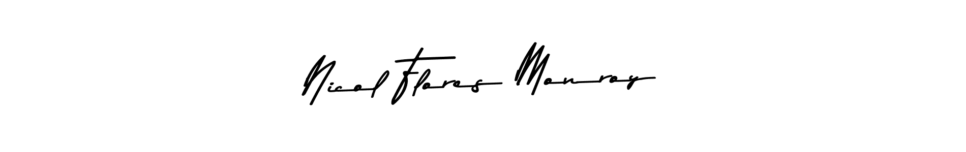 Make a beautiful signature design for name Nicol Flores Monroy. With this signature (Asem Kandis PERSONAL USE) style, you can create a handwritten signature for free. Nicol Flores Monroy signature style 9 images and pictures png