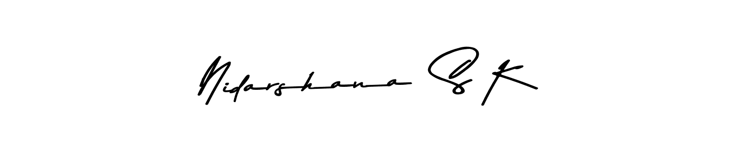 You can use this online signature creator to create a handwritten signature for the name Nidarshana  S K. This is the best online autograph maker. Nidarshana  S K signature style 9 images and pictures png