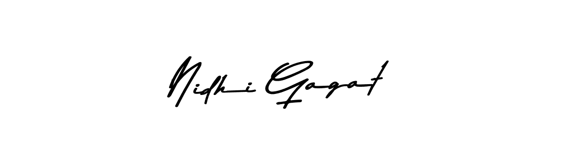 How to make Nidhi Gagat name signature. Use Asem Kandis PERSONAL USE style for creating short signs online. This is the latest handwritten sign. Nidhi Gagat signature style 9 images and pictures png
