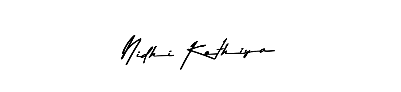 How to make Nidhi Kothiya name signature. Use Asem Kandis PERSONAL USE style for creating short signs online. This is the latest handwritten sign. Nidhi Kothiya signature style 9 images and pictures png