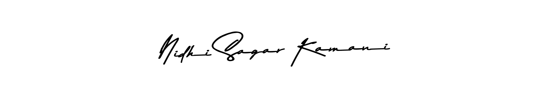 How to make Nidhi Sagar Kamani name signature. Use Asem Kandis PERSONAL USE style for creating short signs online. This is the latest handwritten sign. Nidhi Sagar Kamani signature style 9 images and pictures png