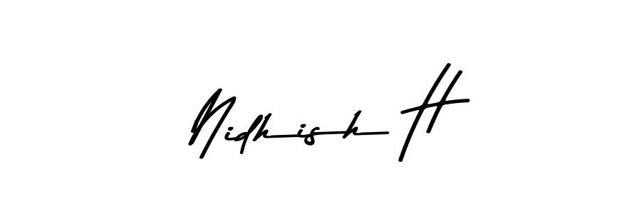 Design your own signature with our free online signature maker. With this signature software, you can create a handwritten (Asem Kandis PERSONAL USE) signature for name Nidhish H. Nidhish H signature style 9 images and pictures png