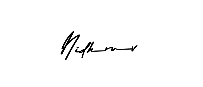 How to make Nidhruv name signature. Use Asem Kandis PERSONAL USE style for creating short signs online. This is the latest handwritten sign. Nidhruv signature style 9 images and pictures png