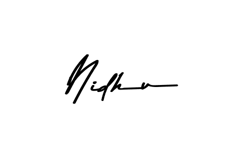 How to make Nidhu name signature. Use Asem Kandis PERSONAL USE style for creating short signs online. This is the latest handwritten sign. Nidhu signature style 9 images and pictures png
