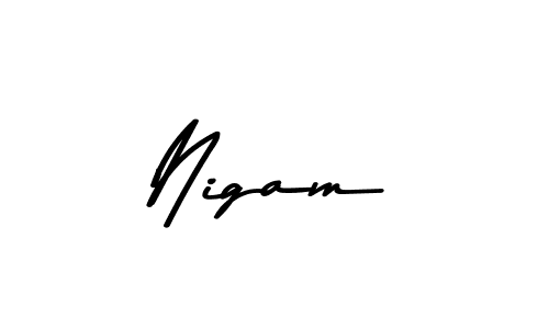 Make a beautiful signature design for name Nigam. With this signature (Asem Kandis PERSONAL USE) style, you can create a handwritten signature for free. Nigam signature style 9 images and pictures png