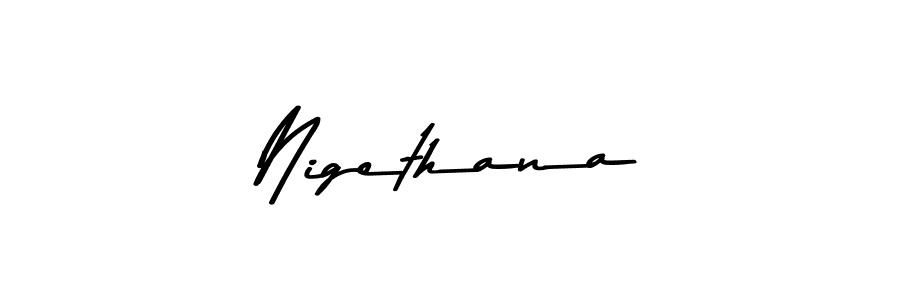 Design your own signature with our free online signature maker. With this signature software, you can create a handwritten (Asem Kandis PERSONAL USE) signature for name Nigethana. Nigethana signature style 9 images and pictures png