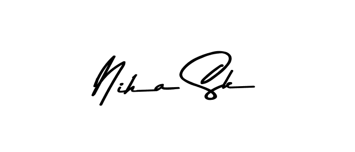 The best way (Asem Kandis PERSONAL USE) to make a short signature is to pick only two or three words in your name. The name Niha Sk include a total of six letters. For converting this name. Niha Sk signature style 9 images and pictures png