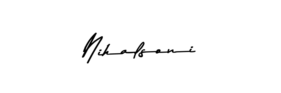 How to make Nihalsoni name signature. Use Asem Kandis PERSONAL USE style for creating short signs online. This is the latest handwritten sign. Nihalsoni signature style 9 images and pictures png