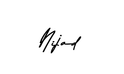 How to make Nijad name signature. Use Asem Kandis PERSONAL USE style for creating short signs online. This is the latest handwritten sign. Nijad signature style 9 images and pictures png