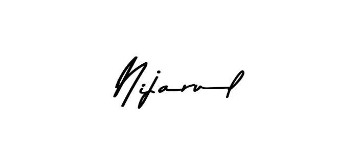 How to make Nijarul name signature. Use Asem Kandis PERSONAL USE style for creating short signs online. This is the latest handwritten sign. Nijarul signature style 9 images and pictures png