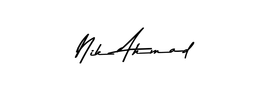 Design your own signature with our free online signature maker. With this signature software, you can create a handwritten (Asem Kandis PERSONAL USE) signature for name Nik Ahmad. Nik Ahmad signature style 9 images and pictures png