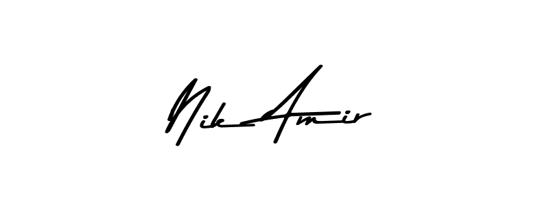 This is the best signature style for the Nik Amir name. Also you like these signature font (Asem Kandis PERSONAL USE). Mix name signature. Nik Amir signature style 9 images and pictures png