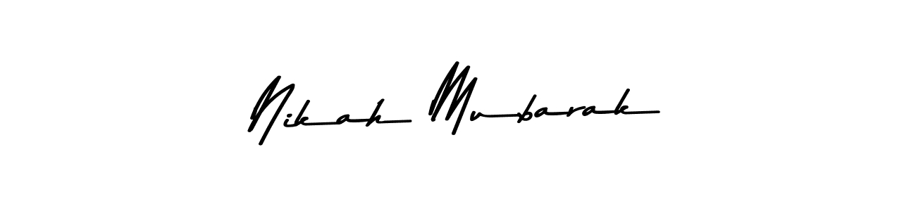 Make a beautiful signature design for name Nikah Mubarak. With this signature (Asem Kandis PERSONAL USE) style, you can create a handwritten signature for free. Nikah Mubarak signature style 9 images and pictures png