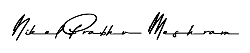 Download transparent PNG signature for name Nikel Prabhu Meshram styled with Asem Kandis PERSONAL USE font. Ready to paste directly into PDF and Word agreements. Nikel Prabhu Meshram signature style 9 images and pictures png