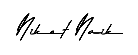 Discover how Niket Naik looks in an executive cursive font (Asem Kandis PERSONAL USE). Perfect for legal documents, invoices, and certificates. Niket Naik signature style 9 images and pictures png