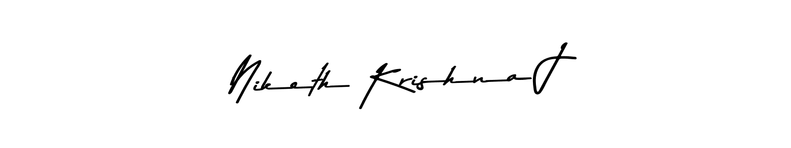 Create a beautiful signature design for name Niketh Krishna J. With this signature (Asem Kandis PERSONAL USE) fonts, you can make a handwritten signature for free. Niketh Krishna J signature style 9 images and pictures png