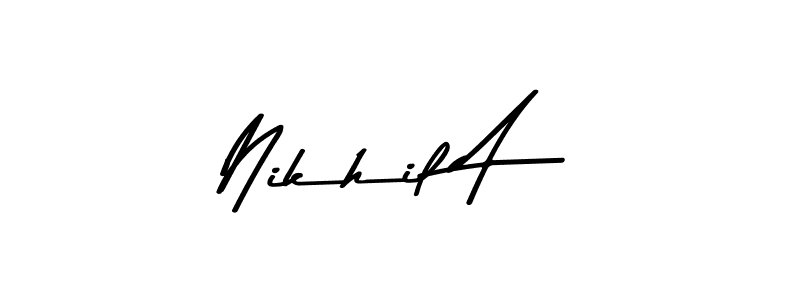 Nikhil A stylish signature style. Best Handwritten Sign (Asem Kandis PERSONAL USE) for my name. Handwritten Signature Collection Ideas for my name Nikhil A. Nikhil A signature style 9 images and pictures png