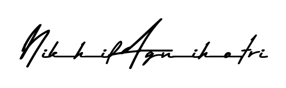 Upgrade your professional image with Nikhil Agnihotri signature created with Asem Kandis PERSONAL USE font. Fast, free, and watermark-free download. Nikhil Agnihotri signature style 9 images and pictures png