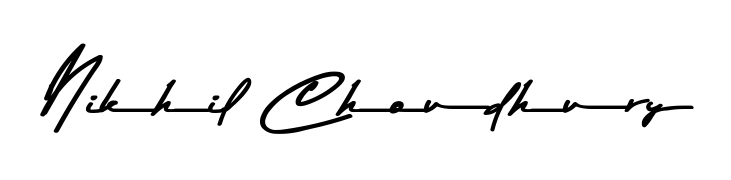 A stylish, flowing autograph style designed for name Nikhil Choudhury using Asem Kandis PERSONAL USE typography. Perfect for digital creative projects. Nikhil Choudhury signature style 9 images and pictures png
