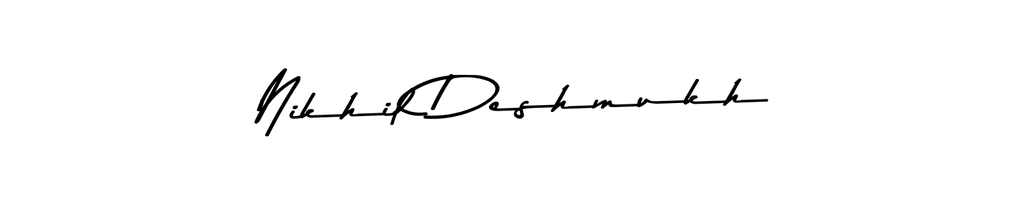 How to make Nikhil Deshmukh name signature. Use Asem Kandis PERSONAL USE style for creating short signs online. This is the latest handwritten sign. Nikhil Deshmukh signature style 9 images and pictures png