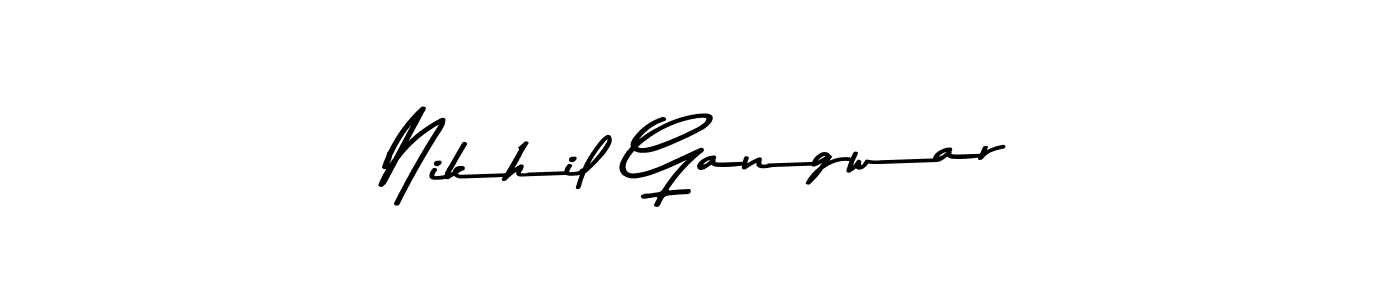 Create a beautiful signature design for name Nikhil Gangwar. With this signature (Asem Kandis PERSONAL USE) fonts, you can make a handwritten signature for free. Nikhil Gangwar signature style 9 images and pictures png