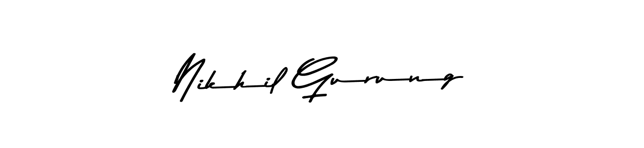 How to make Nikhil Gurung name signature. Use Asem Kandis PERSONAL USE style for creating short signs online. This is the latest handwritten sign. Nikhil Gurung signature style 9 images and pictures png