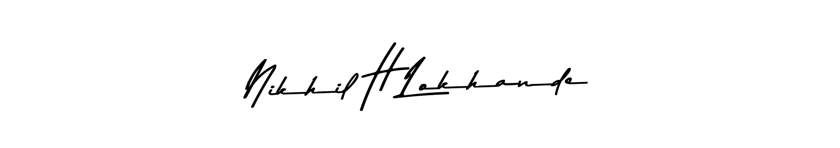 How to make Nikhil H Lokhande name signature. Use Asem Kandis PERSONAL USE style for creating short signs online. This is the latest handwritten sign. Nikhil H Lokhande signature style 9 images and pictures png