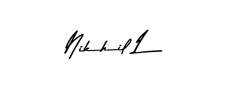 Use a signature maker to create a handwritten signature online. With this signature software, you can design (Asem Kandis PERSONAL USE) your own signature for name Nikhil L. Nikhil L signature style 9 images and pictures png
