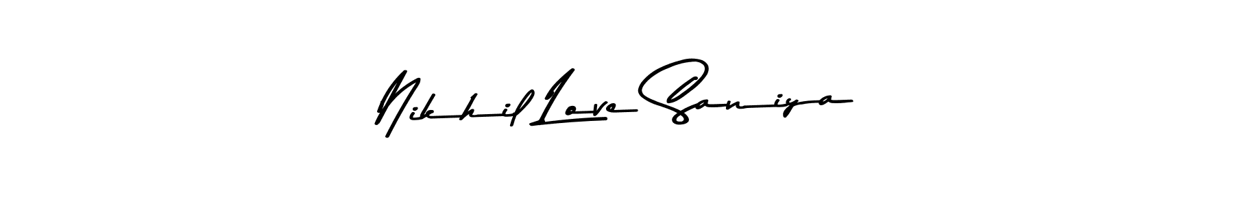 The best way (Asem Kandis PERSONAL USE) to make a short signature is to pick only two or three words in your name. The name Nikhil Love Saniya include a total of six letters. For converting this name. Nikhil Love Saniya signature style 9 images and pictures png