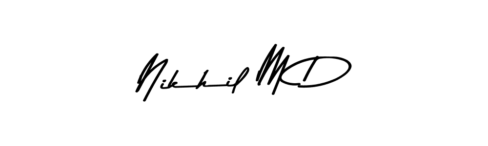 Make a beautiful signature design for name Nikhil M D. With this signature (Asem Kandis PERSONAL USE) style, you can create a handwritten signature for free. Nikhil M D signature style 9 images and pictures png