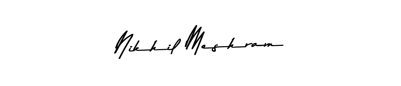 How to make Nikhil Meshram name signature. Use Asem Kandis PERSONAL USE style for creating short signs online. This is the latest handwritten sign. Nikhil Meshram signature style 9 images and pictures png
