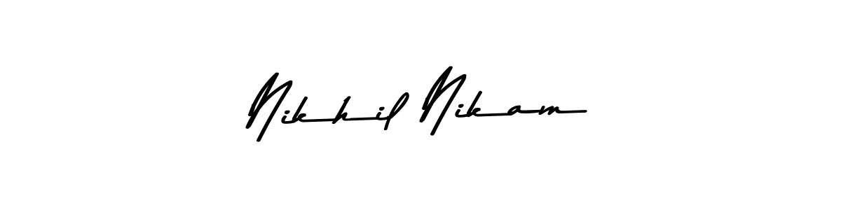 Create a beautiful signature design for name Nikhil Nikam. With this signature (Asem Kandis PERSONAL USE) fonts, you can make a handwritten signature for free. Nikhil Nikam signature style 9 images and pictures png