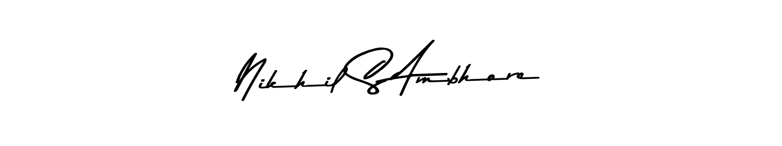 How to make Nikhil S Ambhore name signature. Use Asem Kandis PERSONAL USE style for creating short signs online. This is the latest handwritten sign. Nikhil S Ambhore signature style 9 images and pictures png