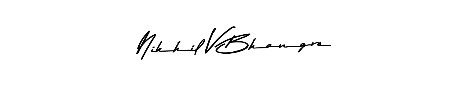 This is the best signature style for the Nikhil V Bhangre name. Also you like these signature font (Asem Kandis PERSONAL USE). Mix name signature. Nikhil V Bhangre signature style 9 images and pictures png