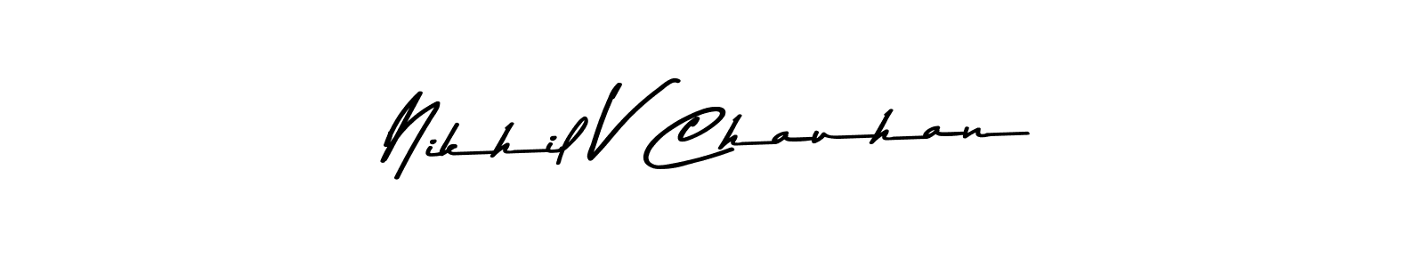 Use a signature maker to create a handwritten signature online. With this signature software, you can design (Asem Kandis PERSONAL USE) your own signature for name Nikhil V Chauhan. Nikhil V Chauhan signature style 9 images and pictures png