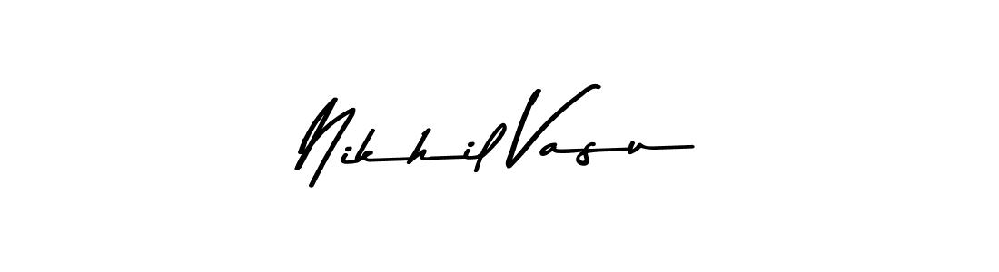 How to make Nikhil Vasu name signature. Use Asem Kandis PERSONAL USE style for creating short signs online. This is the latest handwritten sign. Nikhil Vasu signature style 9 images and pictures png