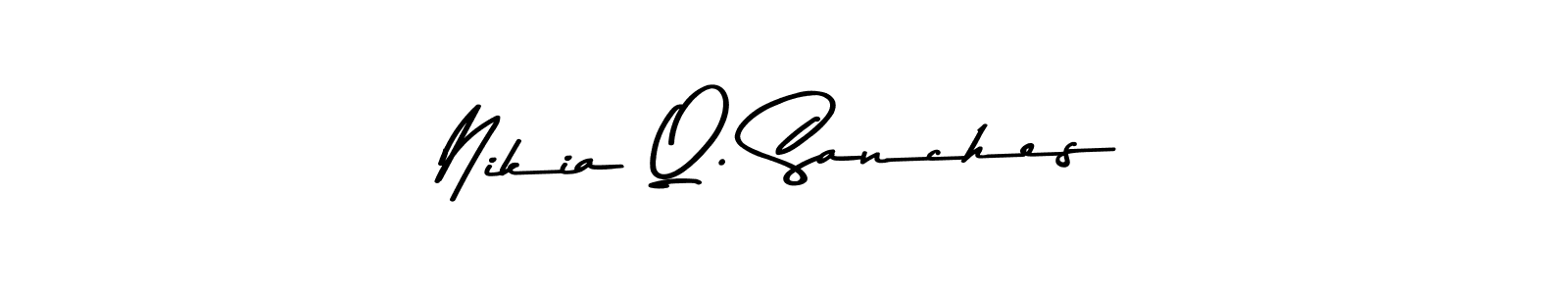 The best way (Asem Kandis PERSONAL USE) to make a short signature is to pick only two or three words in your name. The name Nikia Q. Sanches include a total of six letters. For converting this name. Nikia Q. Sanches signature style 9 images and pictures png