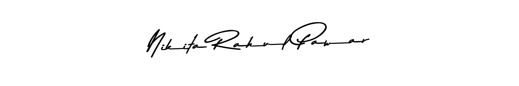 Make a beautiful signature design for name Nikita Rahul Pawar. With this signature (Asem Kandis PERSONAL USE) style, you can create a handwritten signature for free. Nikita Rahul Pawar signature style 9 images and pictures png