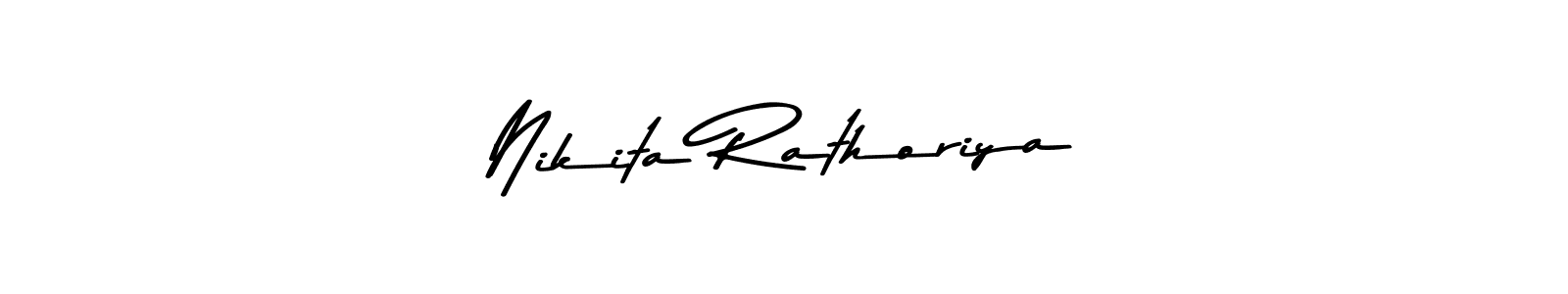 How to make Nikita Rathoriya name signature. Use Asem Kandis PERSONAL USE style for creating short signs online. This is the latest handwritten sign. Nikita Rathoriya signature style 9 images and pictures png