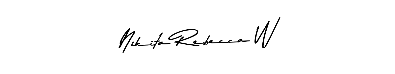 Make a beautiful signature design for name Nikita Rebecca W. With this signature (Asem Kandis PERSONAL USE) style, you can create a handwritten signature for free. Nikita Rebecca W signature style 9 images and pictures png